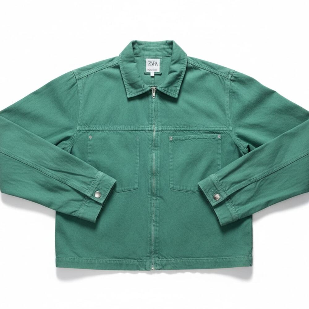 Zara Green Zip-Front Jacket